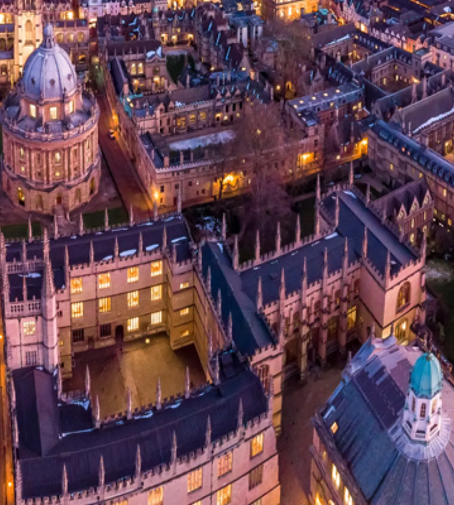 A high angle view of the city of Oxford