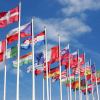 Image of some world flags blowing in the wind