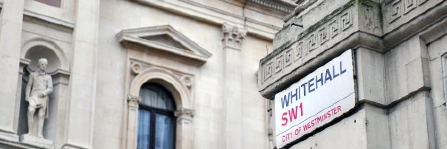 Image of Whitehall street sign with a building in the background