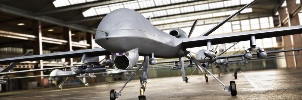 Image of a drone in a hangar.