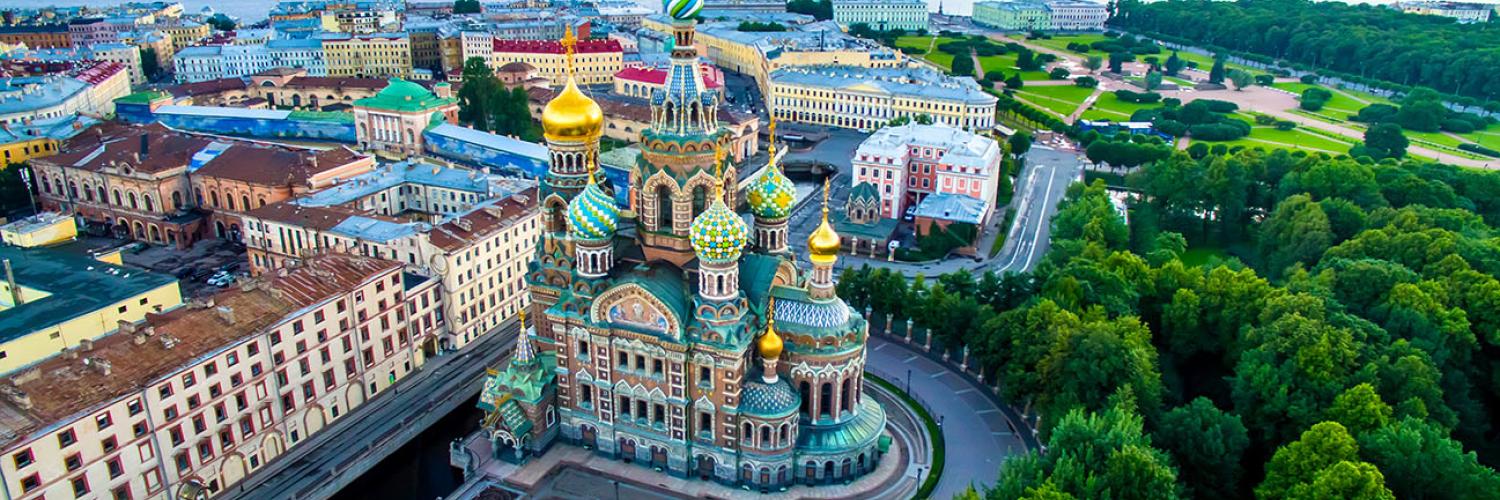 Saint-Petersburg. Russia. Panorama of St Petersburg at the summer sunset.