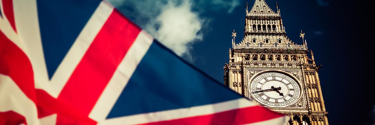 Union flag in front of Big Ben