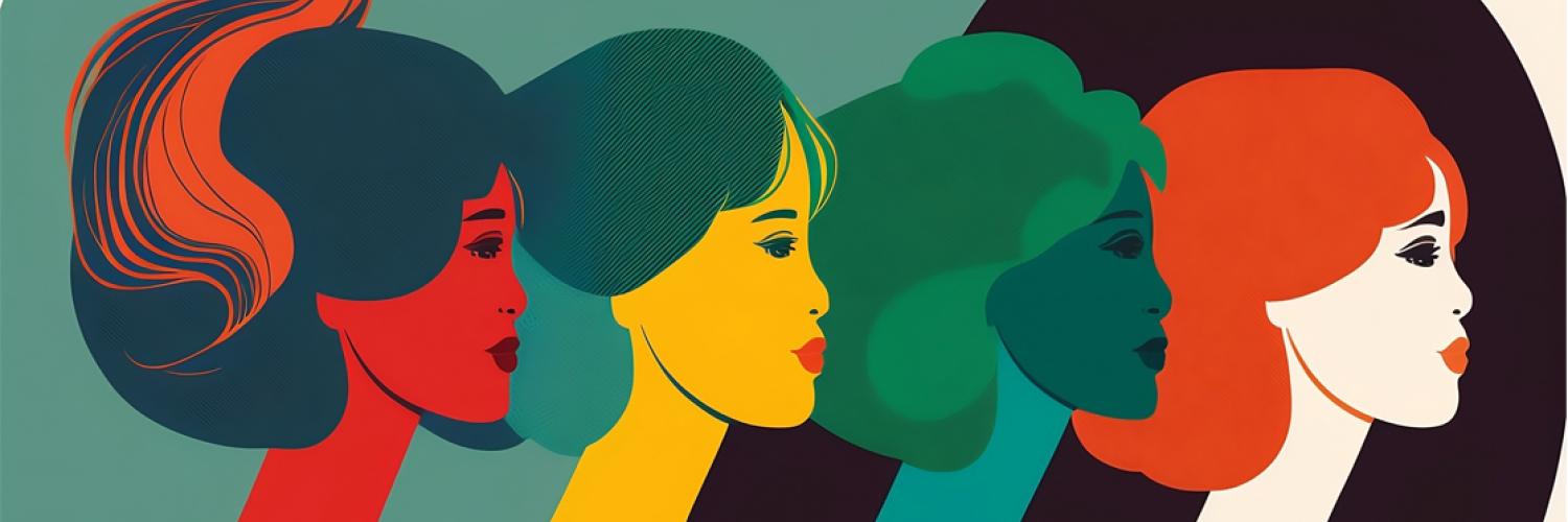 graphic of a group of women with different coloured hair