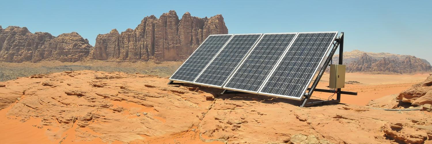 A solar panel in the desert