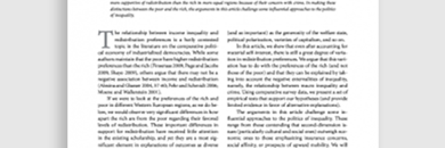 The Externalities of Inequality: Fear of Crime and Preferences for Redistribution in Western Europe