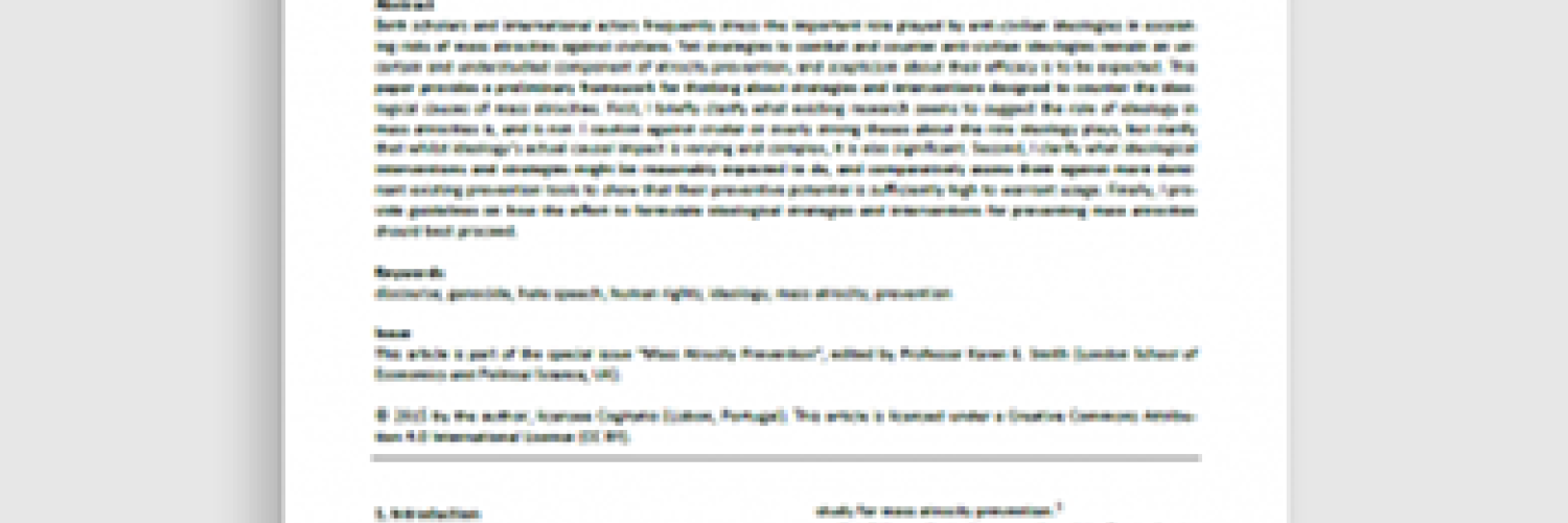 Preventing Mass Atrocities: Ideological Strategies and Interventions