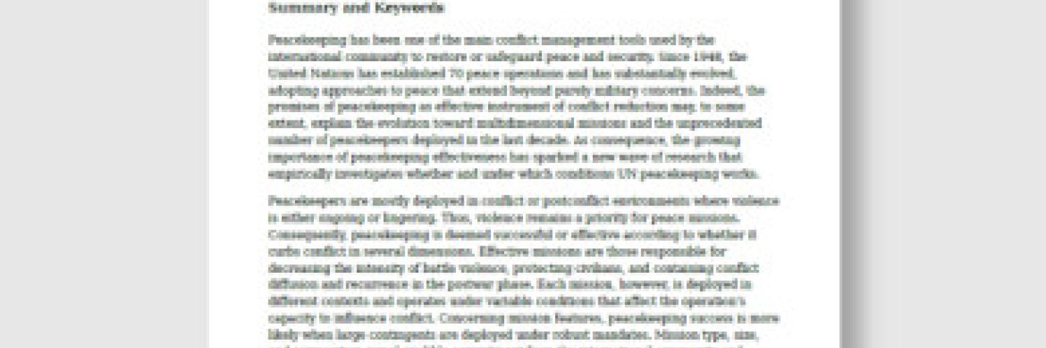 Effectiveness of Peacekeeping Operations