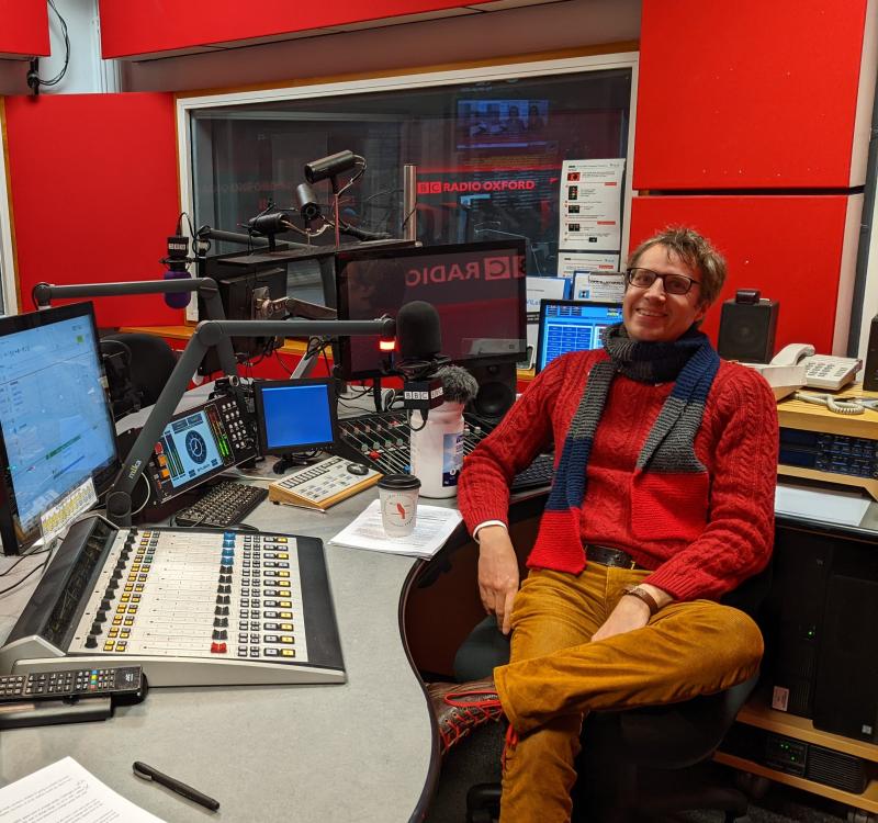 James Tilley, Professor of Politics, sat in a radio studio