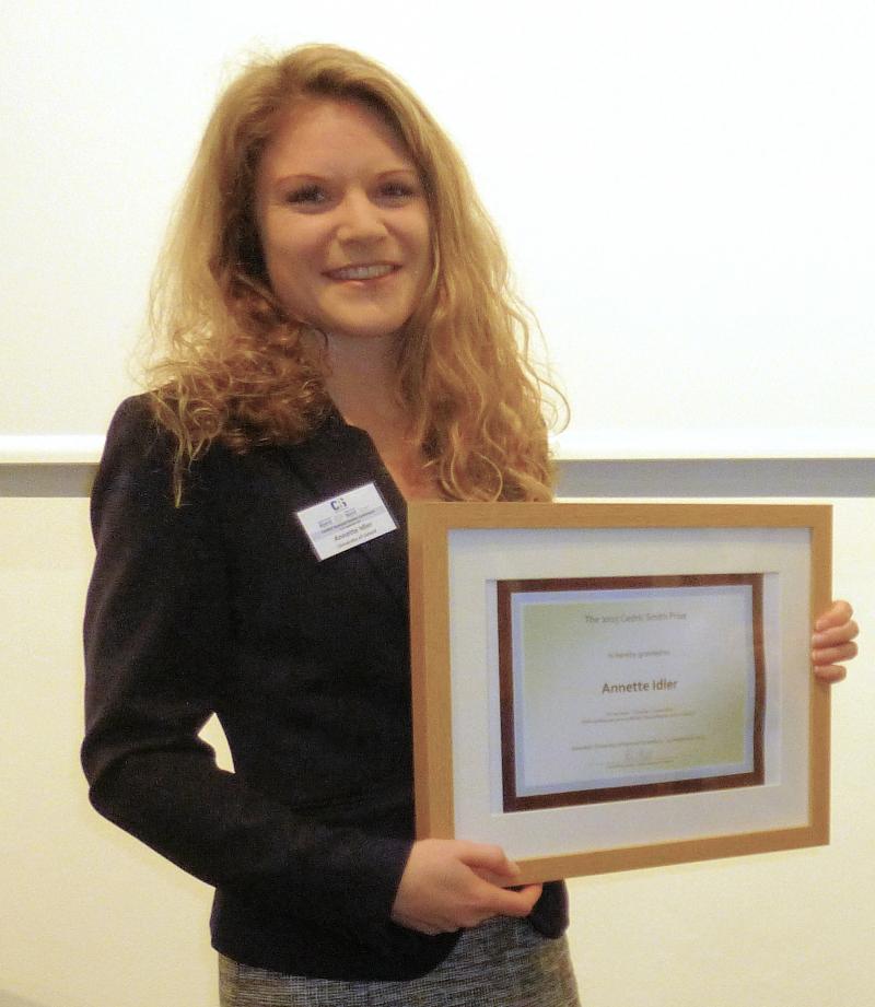 Dr Annette Idler awarded 2015 CRS Cedric Smith Prize