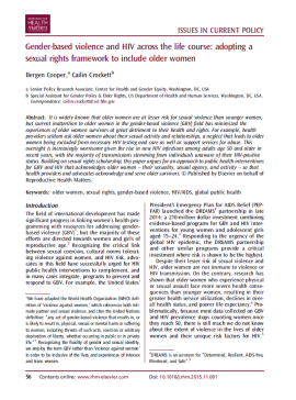 'Gender-based violence and HIV across the life course: adopting a sexual rights framework to include older women' by Cailin Crockett