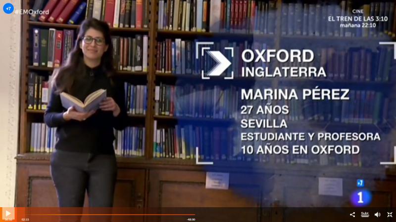 Dr Marina Pérez de Arcos interviewed by RTVE on Oxford and student life