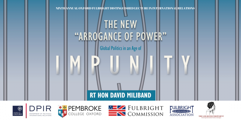 David Miliband to deliver the 2019 Oxford Fulbright Lecture