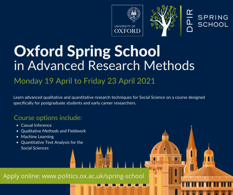 Applications now open for Oxford Spring School 2021