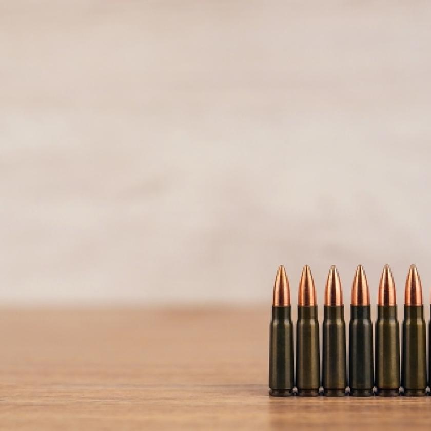 Eight bullets standing upright