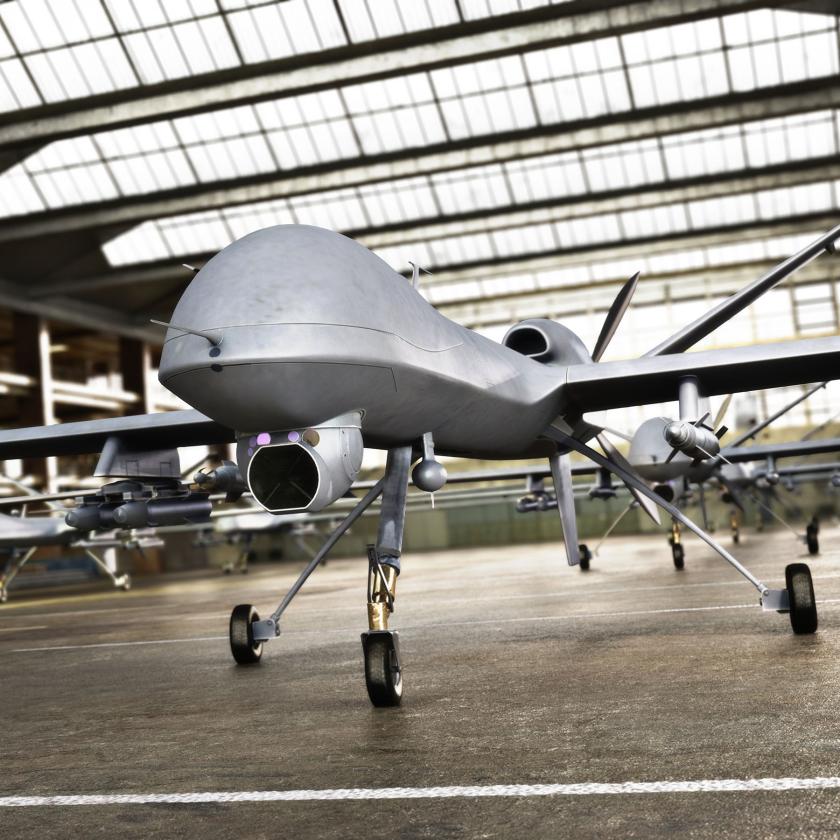 Image of a drone in a hangar.