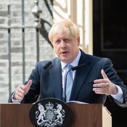 British Prime Minister Boris Johnson outside 10 Downing Street