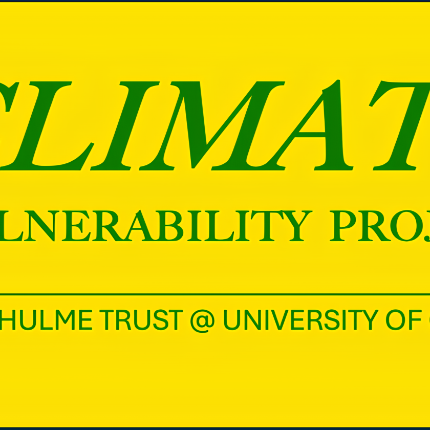 Logo for the Climate Vulnerability Project (green font on yellow background)