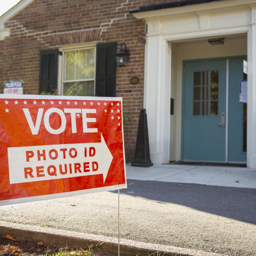 Picture of a sign with Voter ID on it