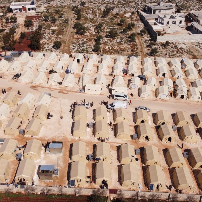 Aerial photo of Syrian refugee camps. Idlib, Syria