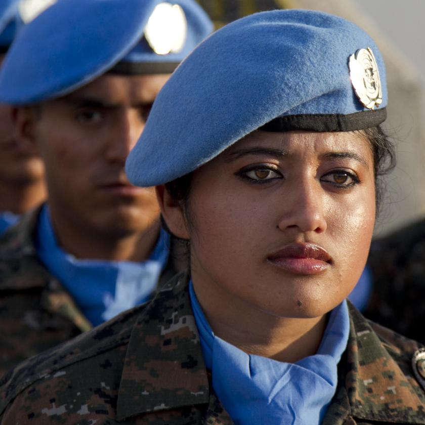 Image of UN Peacekeepers wearing blue berets