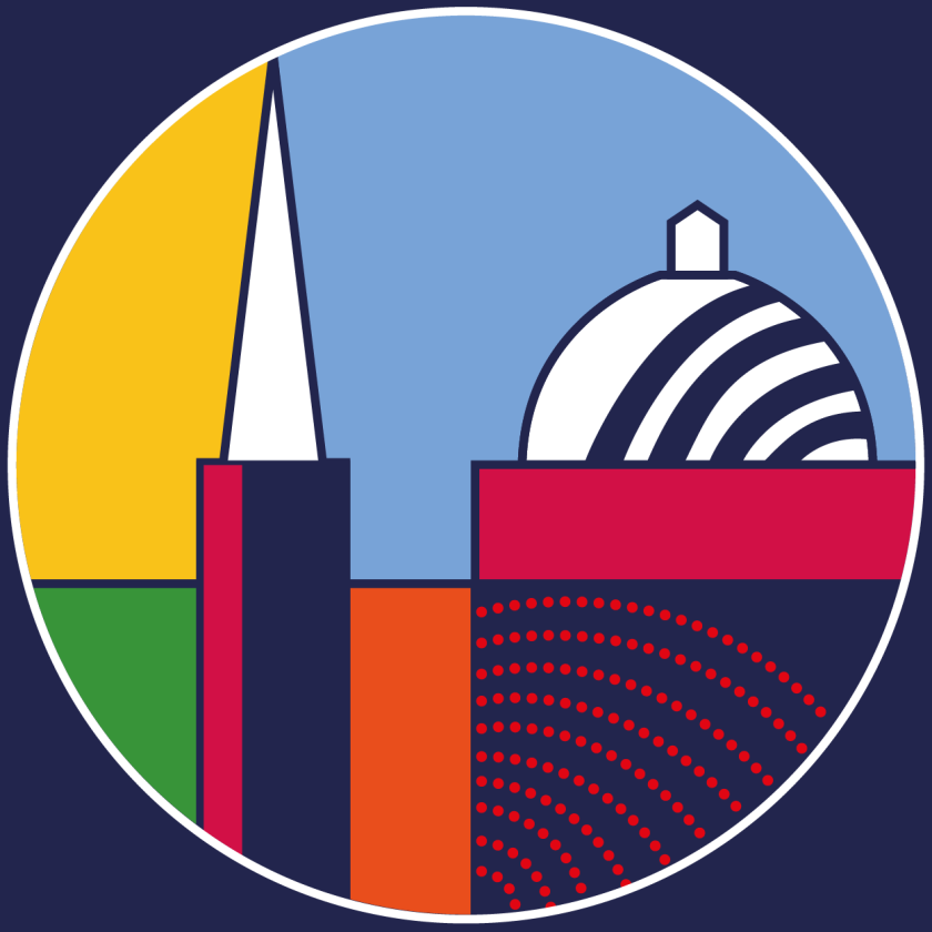 various coloured shapes within a circle
