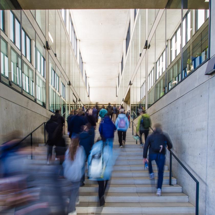 Students in Manor Road Building