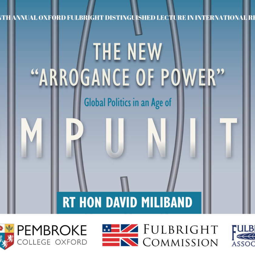 David Miliband to deliver the 2019 Oxford Fulbright Lecture