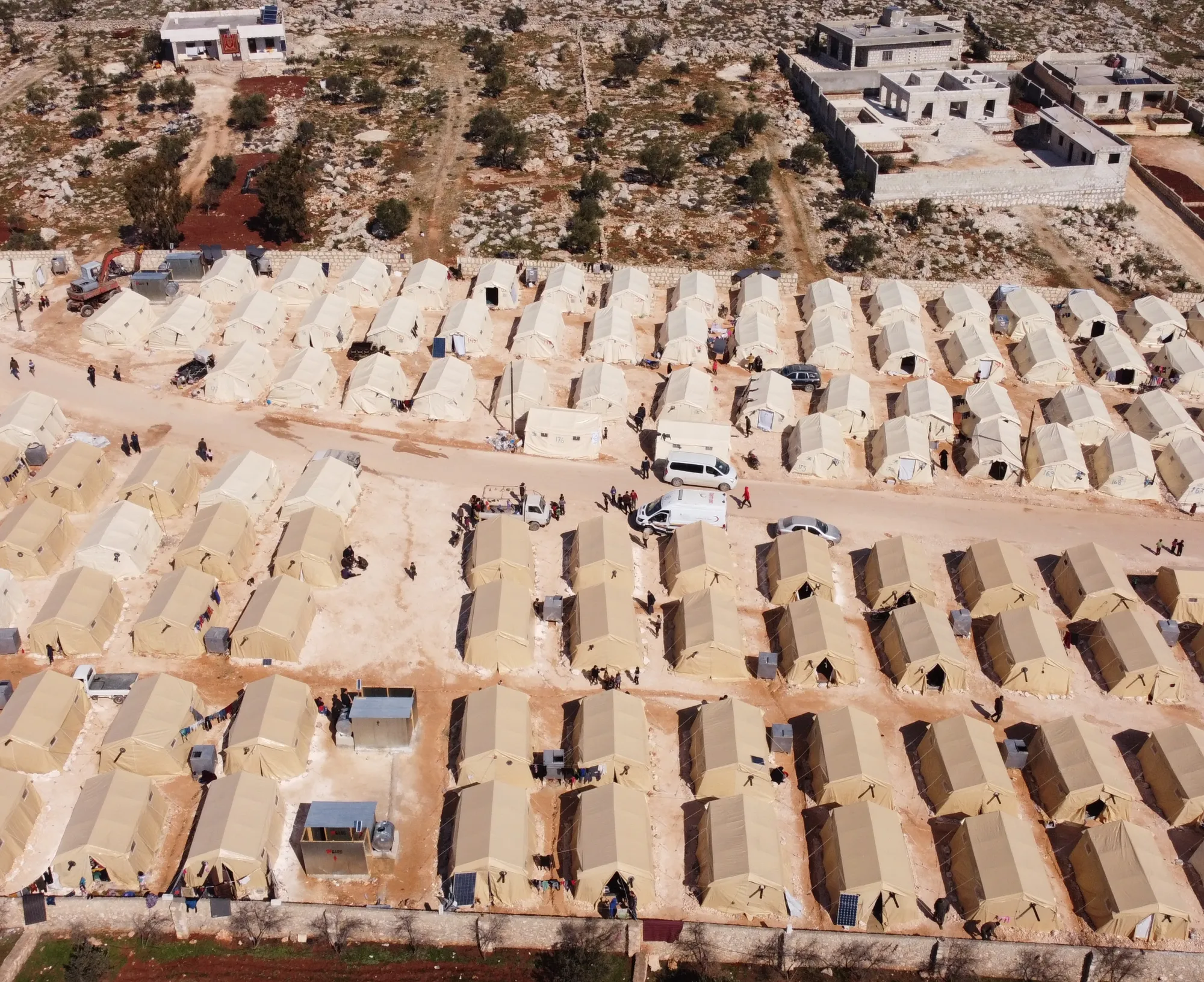 Aerial photo of Syrian refugee camps. Idlib, Syria