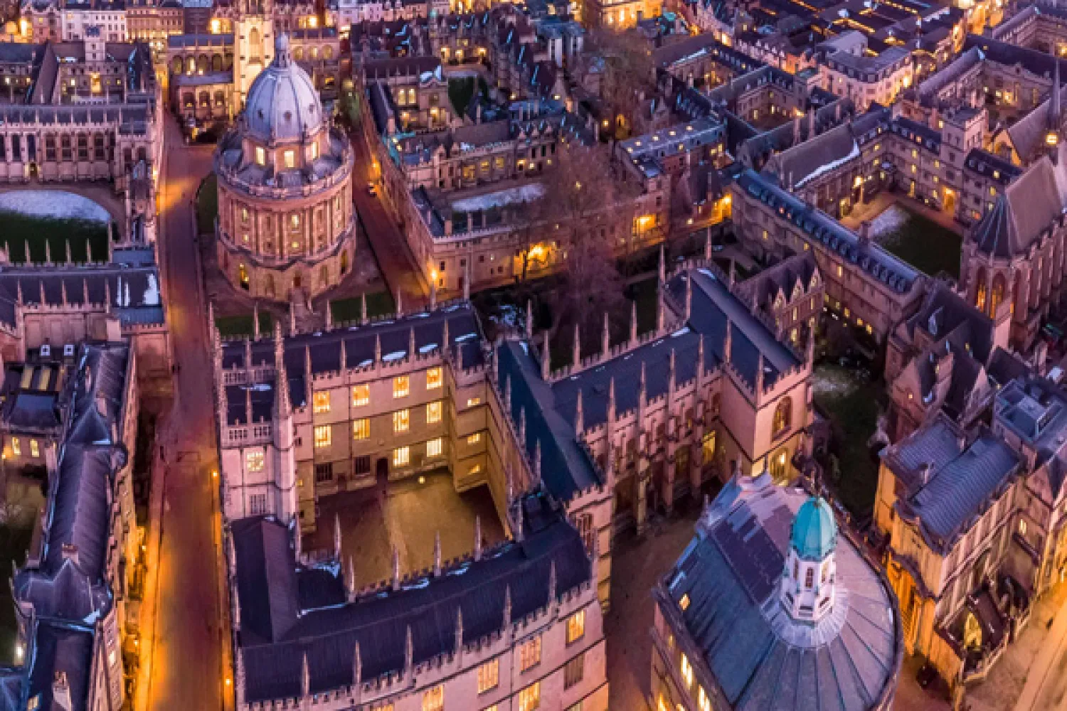 A high angle view of the city of Oxford