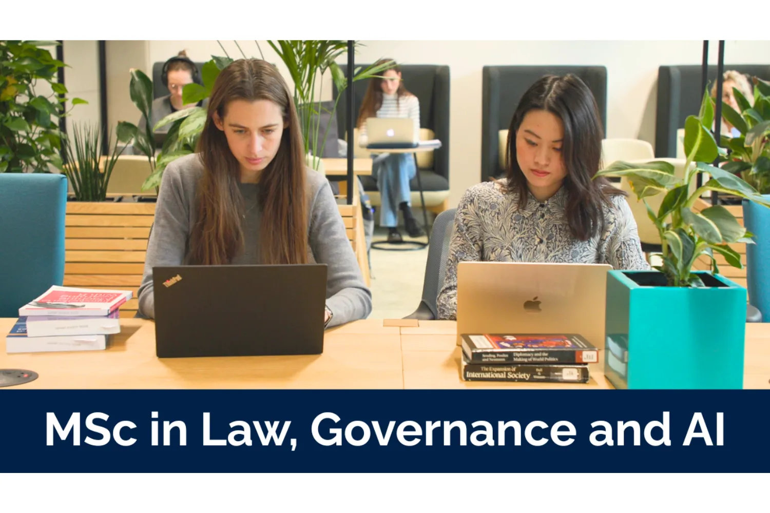 image of two women working at laptops