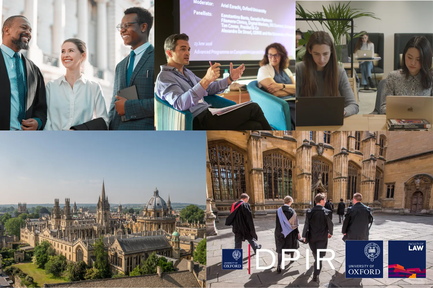 collage of five images for the MSc in Law, Governance and AI course