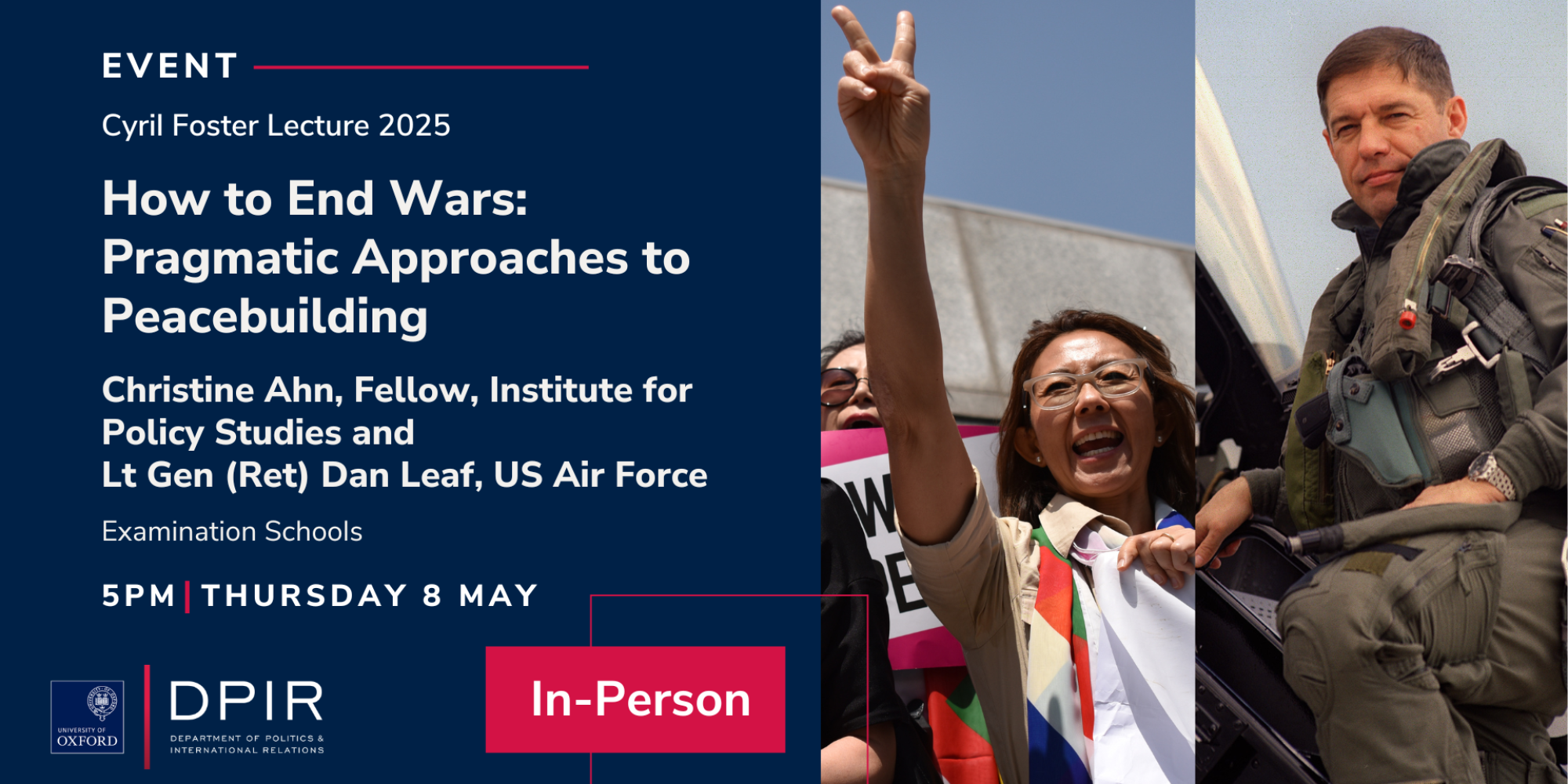The 2025 Cyril Foster Lecture, Oxford's annual distinguished lecture in International Relations, by Christine Ahn & Lt Gen (Ret) Dan Leaf