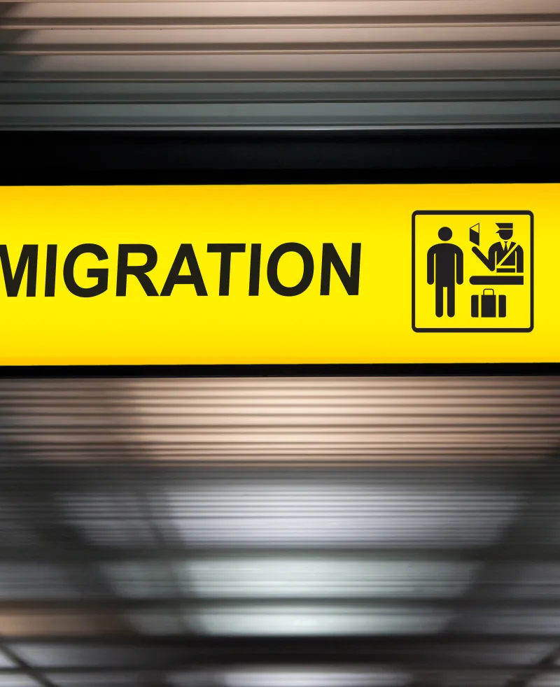 image of an immigration sign at an airport